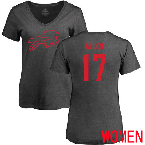NFL Women Buffalo Bills #17 Josh Allen Ash One Color T Shirt